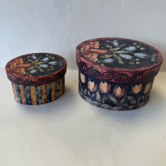 "Bob's Boxes" Decorative Small Floral Boxes "Primitive Tulips" Collection - Picture 2 of 12